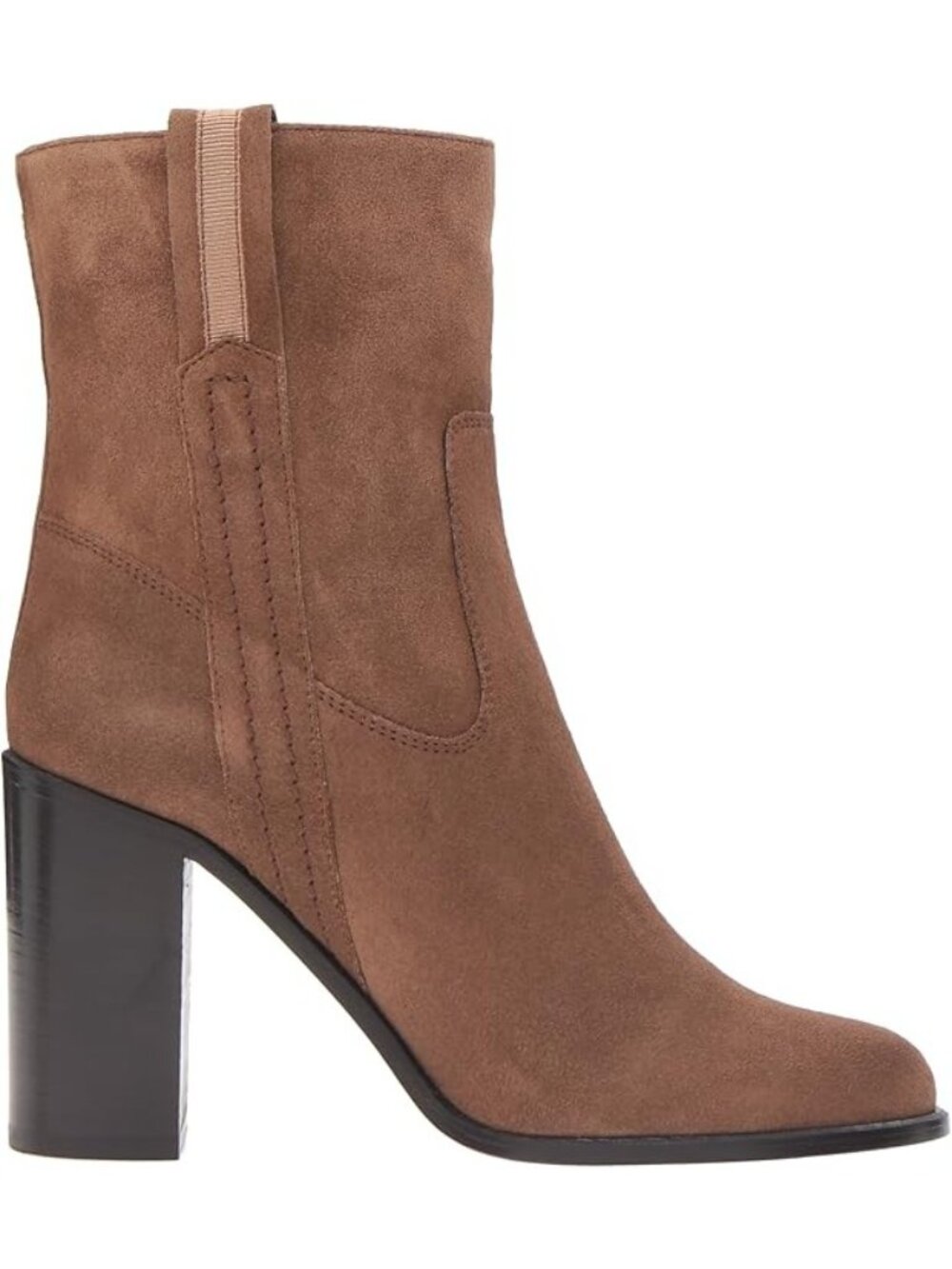Kate Spade New York Size 9 Tobacco Brown Baise Suede Pull On Heeled Ankle Boots - Picture 1 of 16